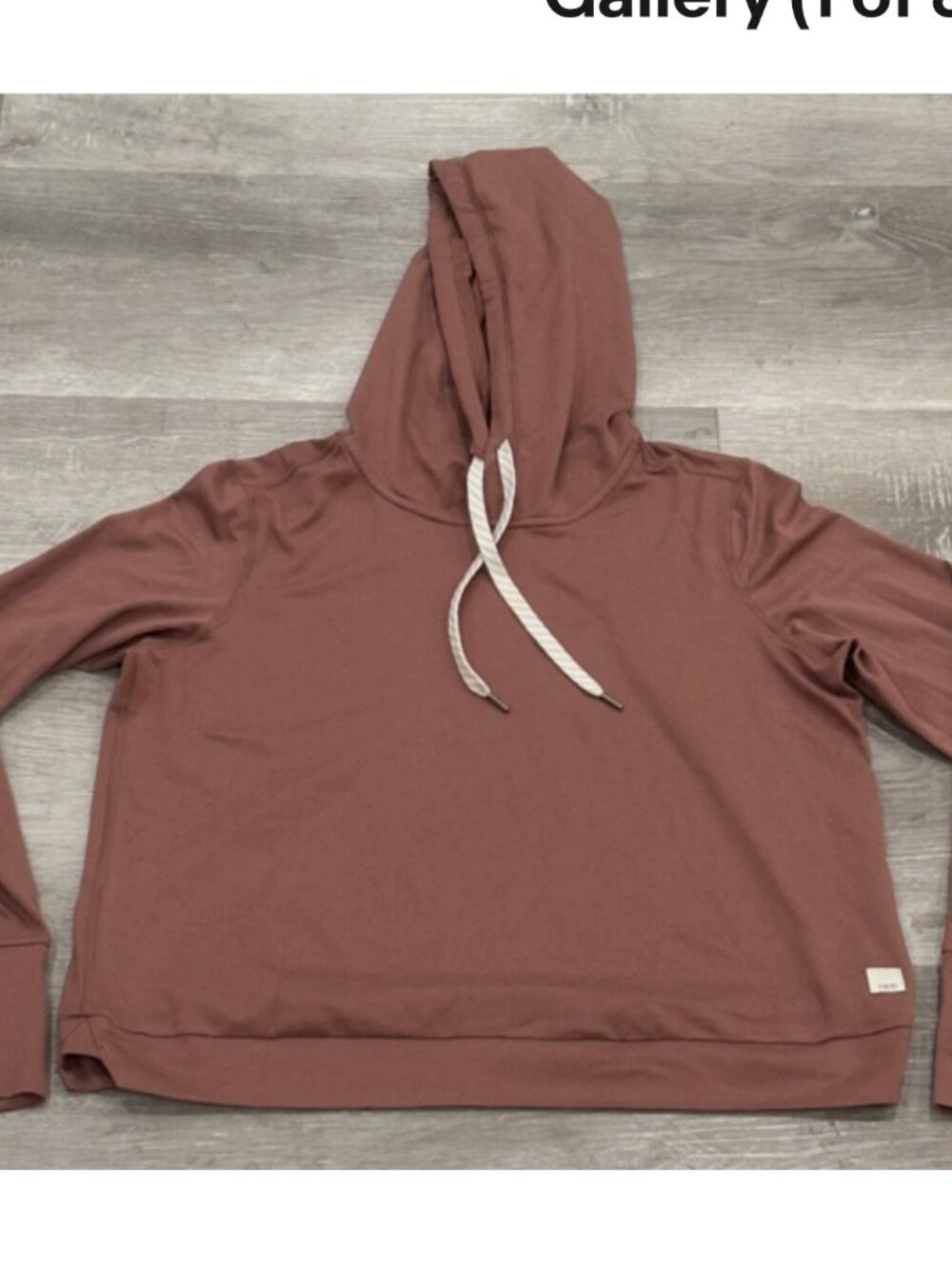 Vuori Halo Essential Hoodie Brown Heather Dreamknit VW226 Cropped Womens S